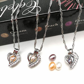 Christmas Valentine's Day Gift! Natural Freshwater Pearl Silver Necklace Charm Girl Love Surprise Gift