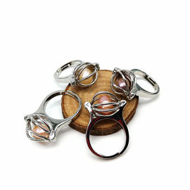 Unique Love Wish Pearl Bead Ring Cage Design Adjustable Women or Men Ring