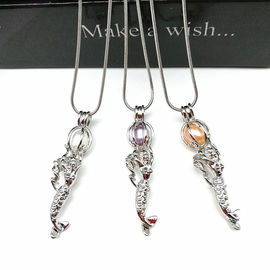 Mermaid Oyster Pearl Cage Necklace Beads Cage Essential Oil Diffuser Locket Pendant Necklace Jewelry