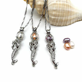 Mermaid Oyster Pearl Cage Necklace Beads Cage Essential Oil Diffuser Locket Pendant Necklace Jewelry