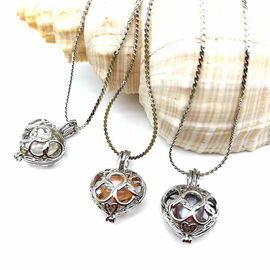Fashion Wish Pearl Pendant Necklace Natural Oyster Gift Love Heart Cage Holder Chokers Necklace For Women Jewelry