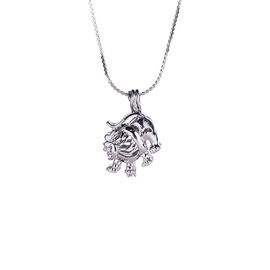 Natural  Freshwater Love Pearl Precious 12 Horoscope Zodiac  Cage Holder Necklace Pendant Gift Set