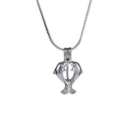 Freshwater Pearl Gift Set With Neckalce And Double Dolphin  Shape Cage Pendant