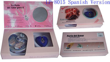 Spanish Versions Color Box  Love Pearl Necklace Gift Box With Fashion Cage Pendant for Birthday or Holiday Gift