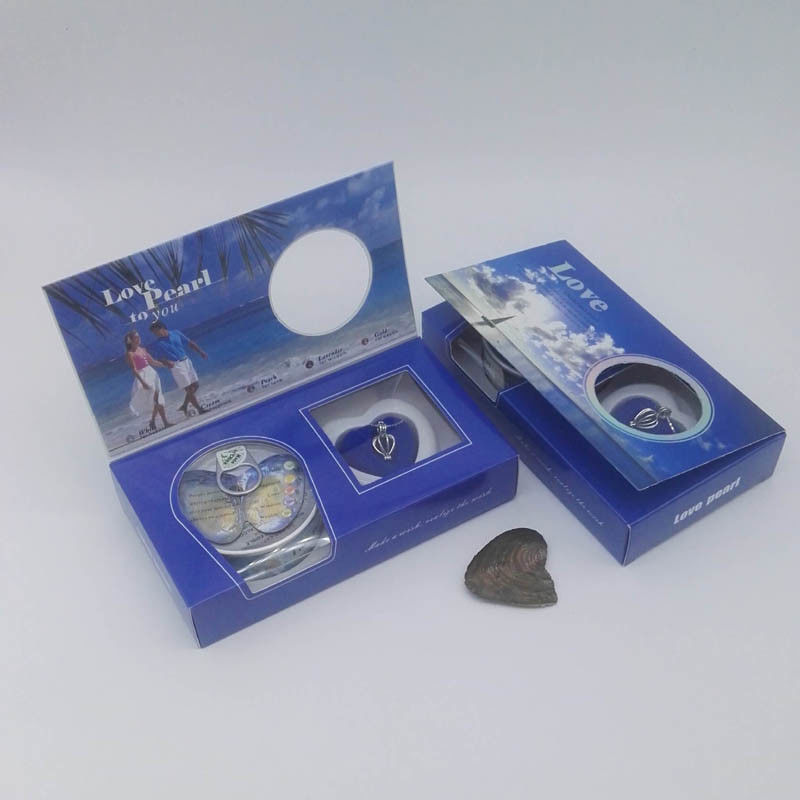 DIY  Amazing Love Wish Pearl Gift Oyster Pendant Necklace with Blue Color Box