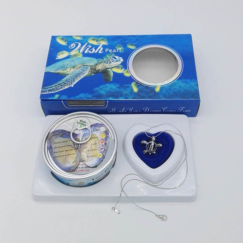 DIY Fashion Wish Pearl Necklace Ananda Gift Box Sets with Turtle Cage Pendant for Holiday Gift