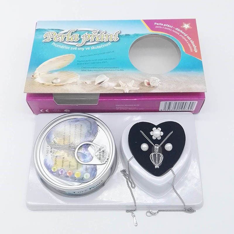 Custom Own Color Box for Love Pearl 3 PCS Sets included Chain Necklace with one Drop Pendant , Ring , Earrings
