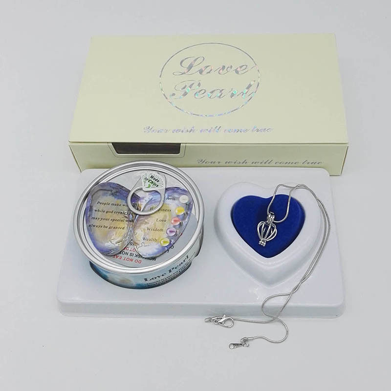 Custom Color Box  Love Pearl Necklace Gift Box With Fashion Cage Pendant for Birthday or Holiday Gift