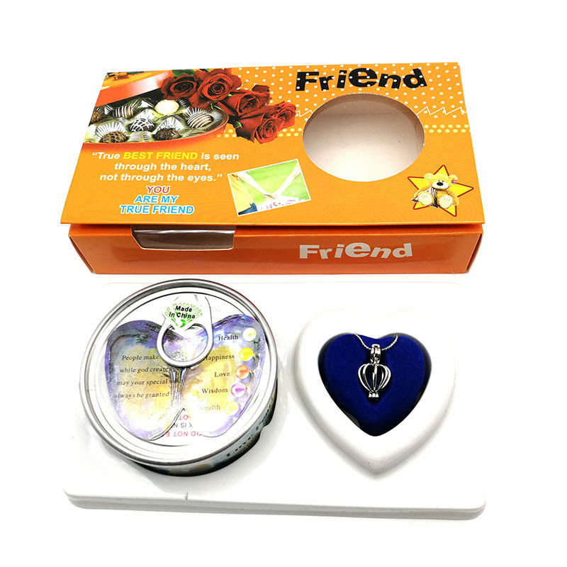 Friend Series Color Box Love Pearl Necklace Gift Box With Fashion Cage Pendant for Promotion Gift
